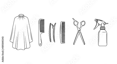 Hairdressing tool set illustration