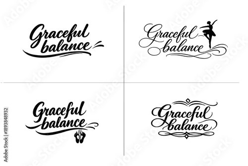 Graceful Calligraphy Styles. Graceful balance. Create a calligraphy lettering illustration of the phrase: