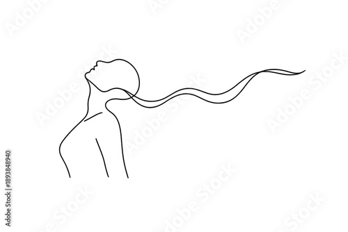 Abstract Emotional Silhouette. Emotional Release. Minimalistic one-line drawing abstract human silhouette with