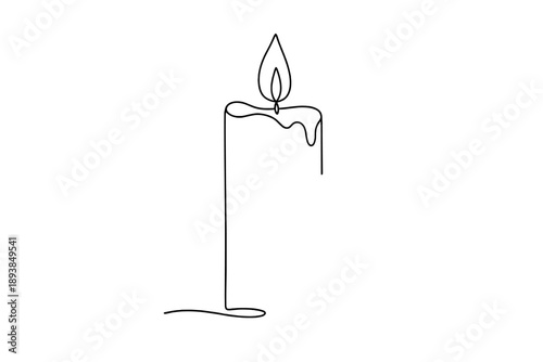 Minimalist Candle Silhouette. Wax Candle Silhouette. Minimalistic one-line drawing wax candle with subtle