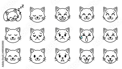 Collection of cartoon wolf emoticon faces 1.