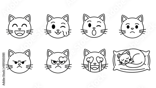 Collection of cat face emoticons 8.