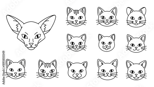 Collection of cat faces illustrations 1.