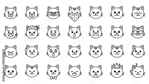 Collection of cat faces emoticons.