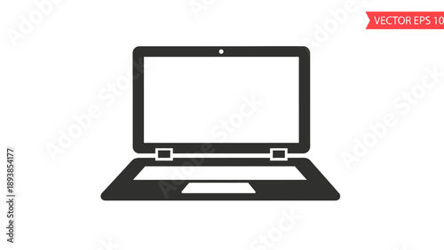 Laptop computer with open screen.