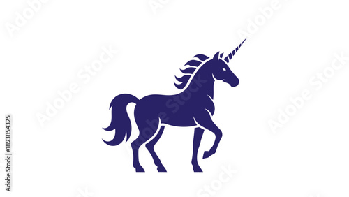 Purple Unicorn Silhouette Side View.