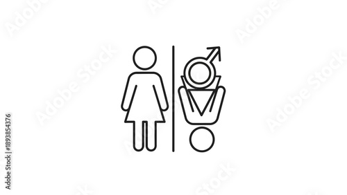 Restroom sign with gender symbols.