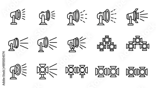 Spotlights with beams shining light.