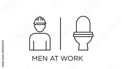 Toilet and worker icon set.