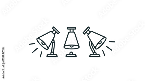 Three studio lamps on stands.