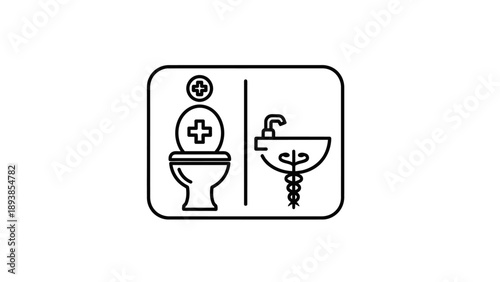 Toilet and sink bathroom plumbing icons.