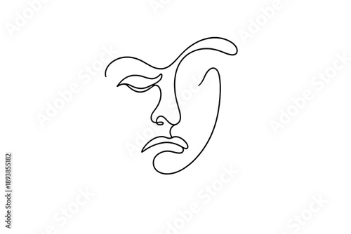 Abstract feeling visage. Minimalistic one-line drawing emotional face expression emphasizing inner emotions