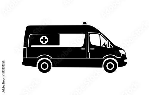 Black Silhouette of an Ambulance