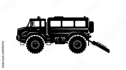 Black Silhouette of a Fire Truck