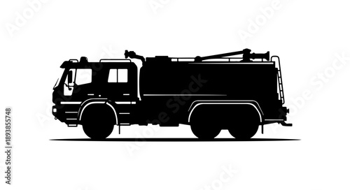 Black Silhouette of a Fire Truck