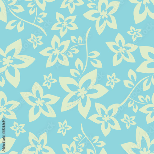 Seamless floral pattern, old fashion folk ornament with flowers branches. Cute botanical design, simple flower print: small hand drawn flowers branches arranged in a diagonal line. Vector pattern