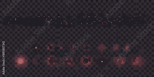 Pixelated fire and embers against a transparent background