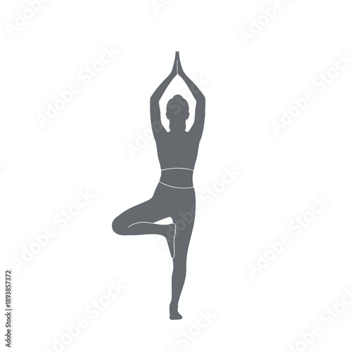 Woman in Tree Pose Yoga Silhouette