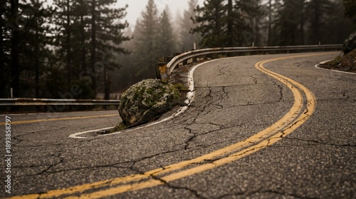 A winding road meanders thr...