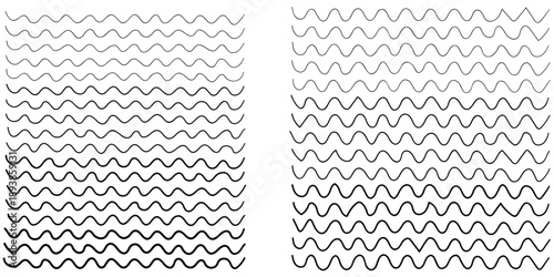 Hand-drawn doodle set of wavy lines on a white background.