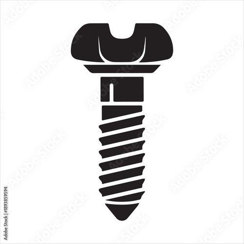 Silhouette medical dental implant bone screw vector illustration