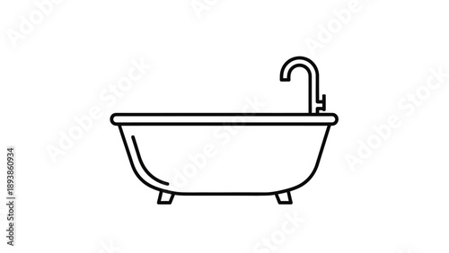 Simple Bathtub with Faucet Illustration.