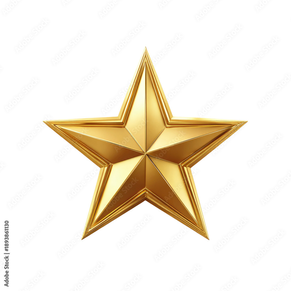 Obraz premium Gold star, five-pointed, shiny, 3D rendering