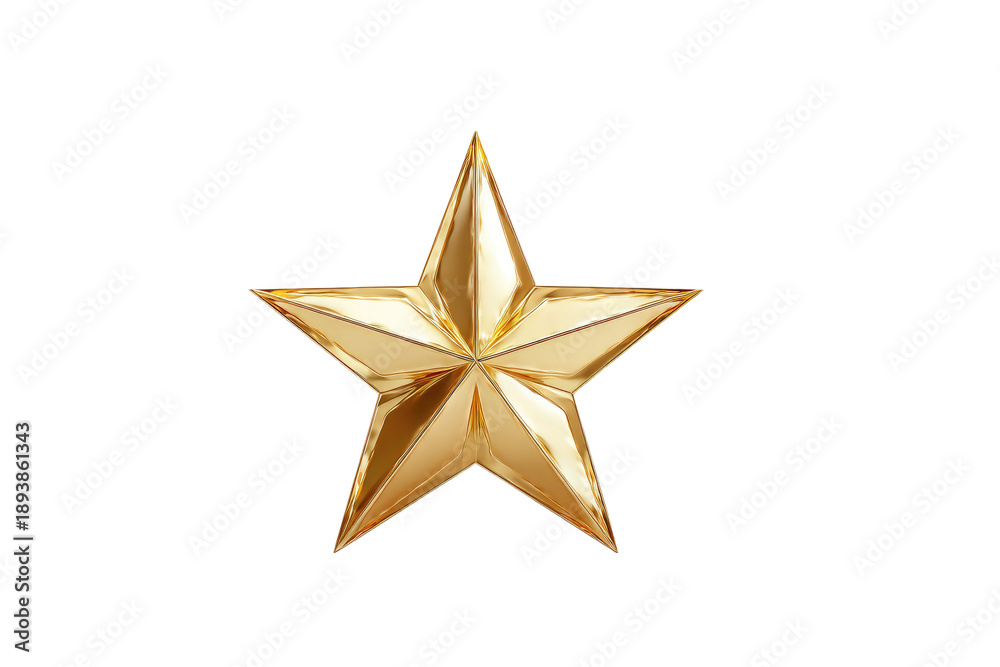 Fototapeta premium Golden star, highly polished, and sharply defined against black background