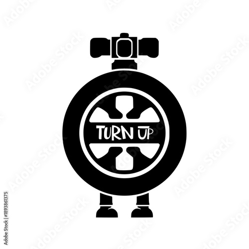 Turntable with Turn Up Text Vector Illustration