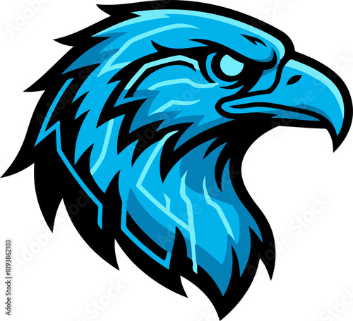 Blue cyber eagle mascot vector for gaming logos and e-sports team branding