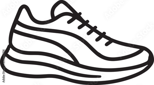 Athletic running shoe or sports sneaker line icon for fitness brands