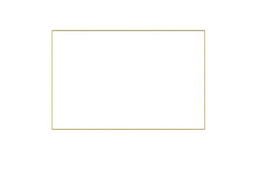 Golden thin rectangular frame creating an elegant luxurious border with glowing metallic effect, isolated over a transparent background