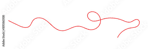 Red thread vector. Red thread looped in a swirl line, symbolizing vector. Line of red yarn, long red thread icon isolated on a white background. eps 10