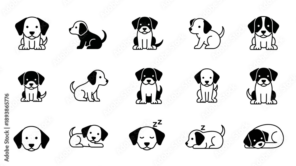 Obraz premium Cute black and white puppy dogs.