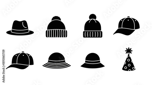 Collection of various hat styles.