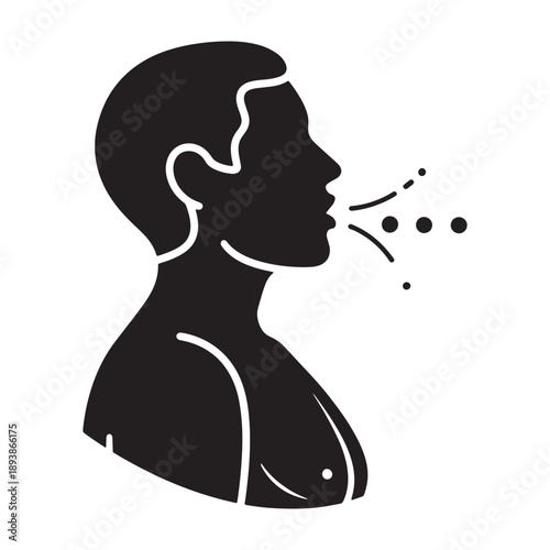 A person coughs and sneezes in a public place silhouette vector shilhoutte icon use as a symbol, web graphic design, and infographic icon