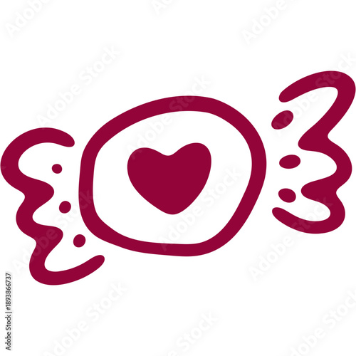 ハート型のキャンディ（飴）のイラスト / Heart shaped candy with wings.