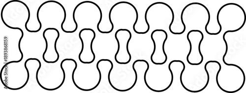 Modular arrangement of hollow circles forming a low stepped stair-like row.