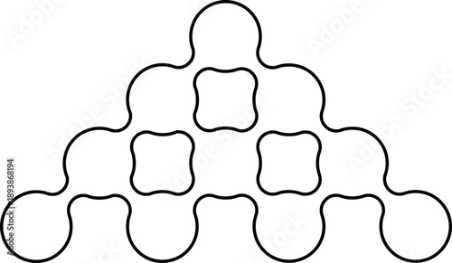 Modular outline of multiple hollow circles arranged in a stepped pyramid configuration.