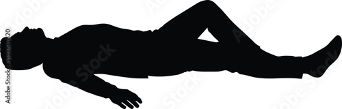 Silhouette of a man lying down on his back