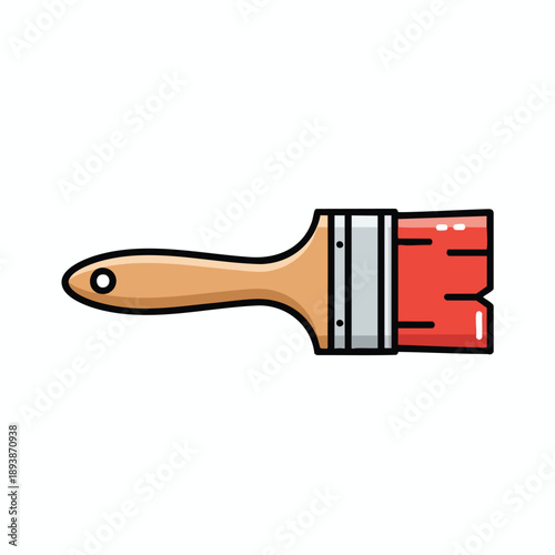 Paintbrush with Red Bristles Illustration