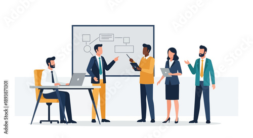 Business Professionals Discussing Project in Meeting Room.