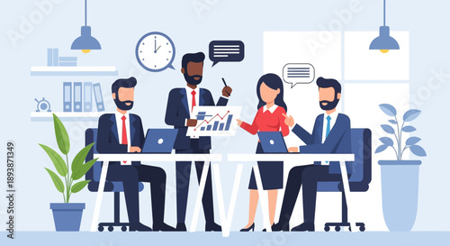 Business Professionals Discussing Project in Meeting Room.