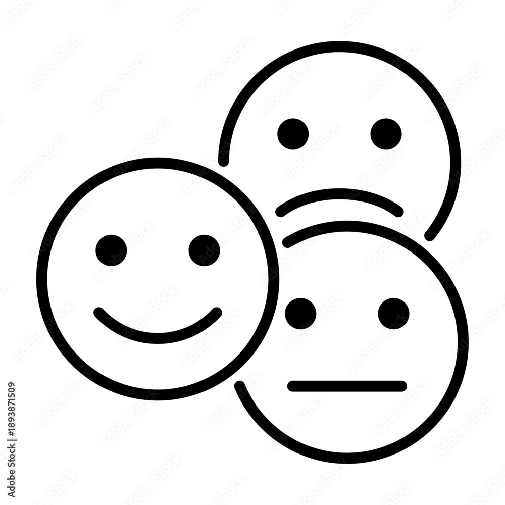 Fototapeta premium Emotion Faces Simple Vector Icon Collection 