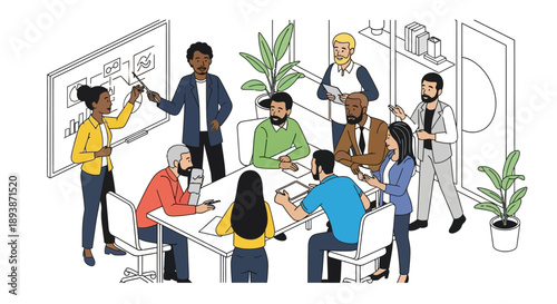 Diverse Team Collaborating in Modern Office.