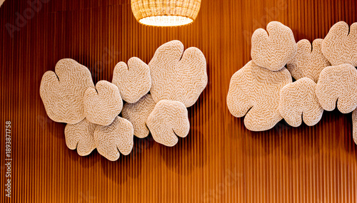 Wooden walls with beautiful patterns and exquisite artwork.