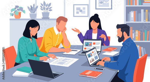 Group of People Discussing Around Table.