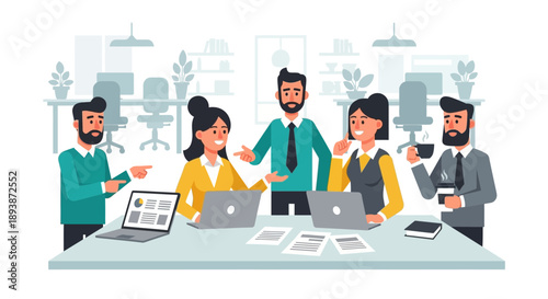 Group of Business Professionals Discussing Project.