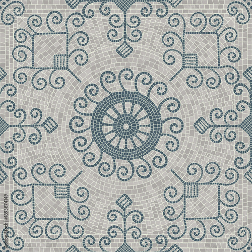 Stone tile mosaic, vector  seamless pattern template