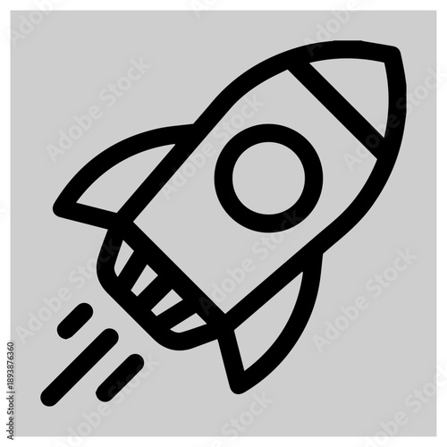 Launching rocket isolated on white background, Vector